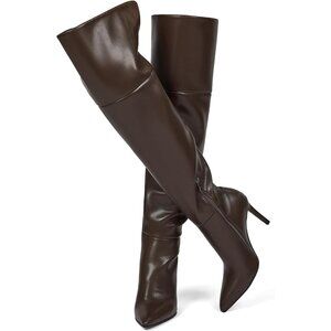 ⚡Women's Chocolate Brown Thigh High Boots Stiletto High Heel Over the Knee